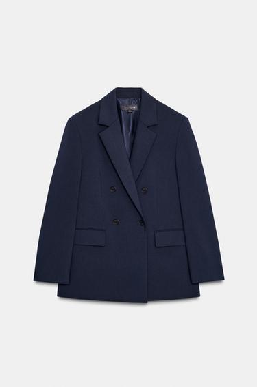 VESTE CROISÉE OVERSIZE - Bleu marine de Zara - Image 6