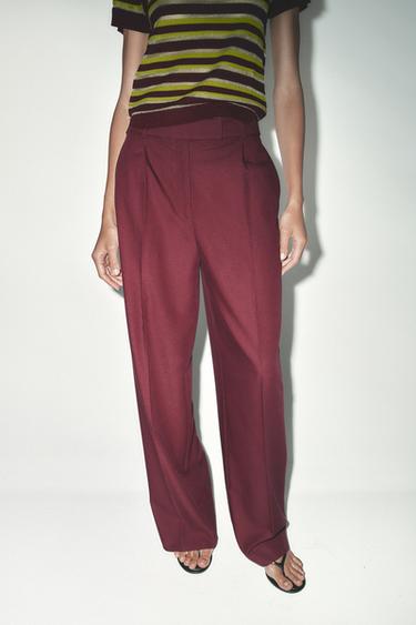PANTALÓN ANCHO - Burdeos de Zara
