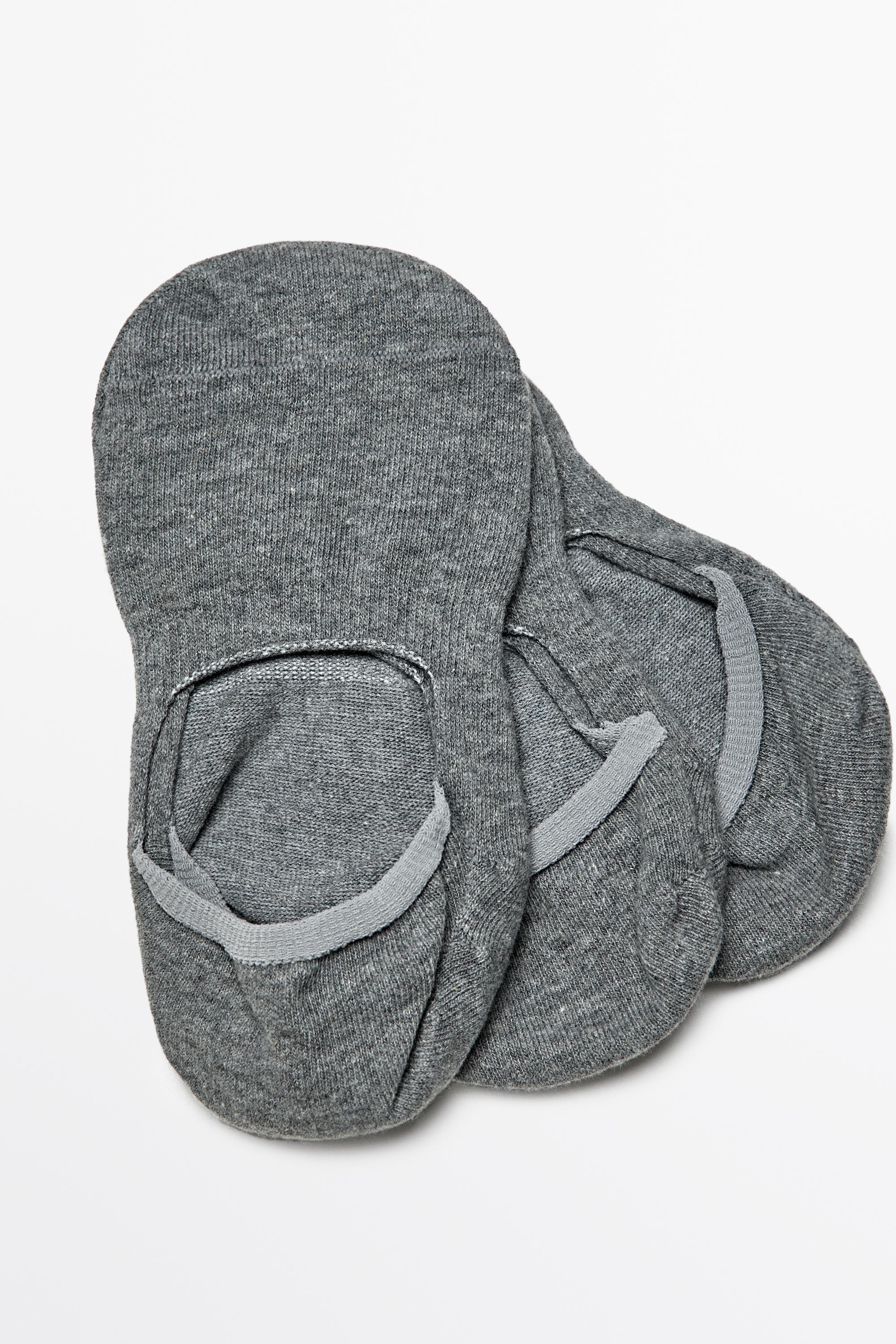 Pack of 3 pairs of no-show cotton blend socks — Anthracite Gray