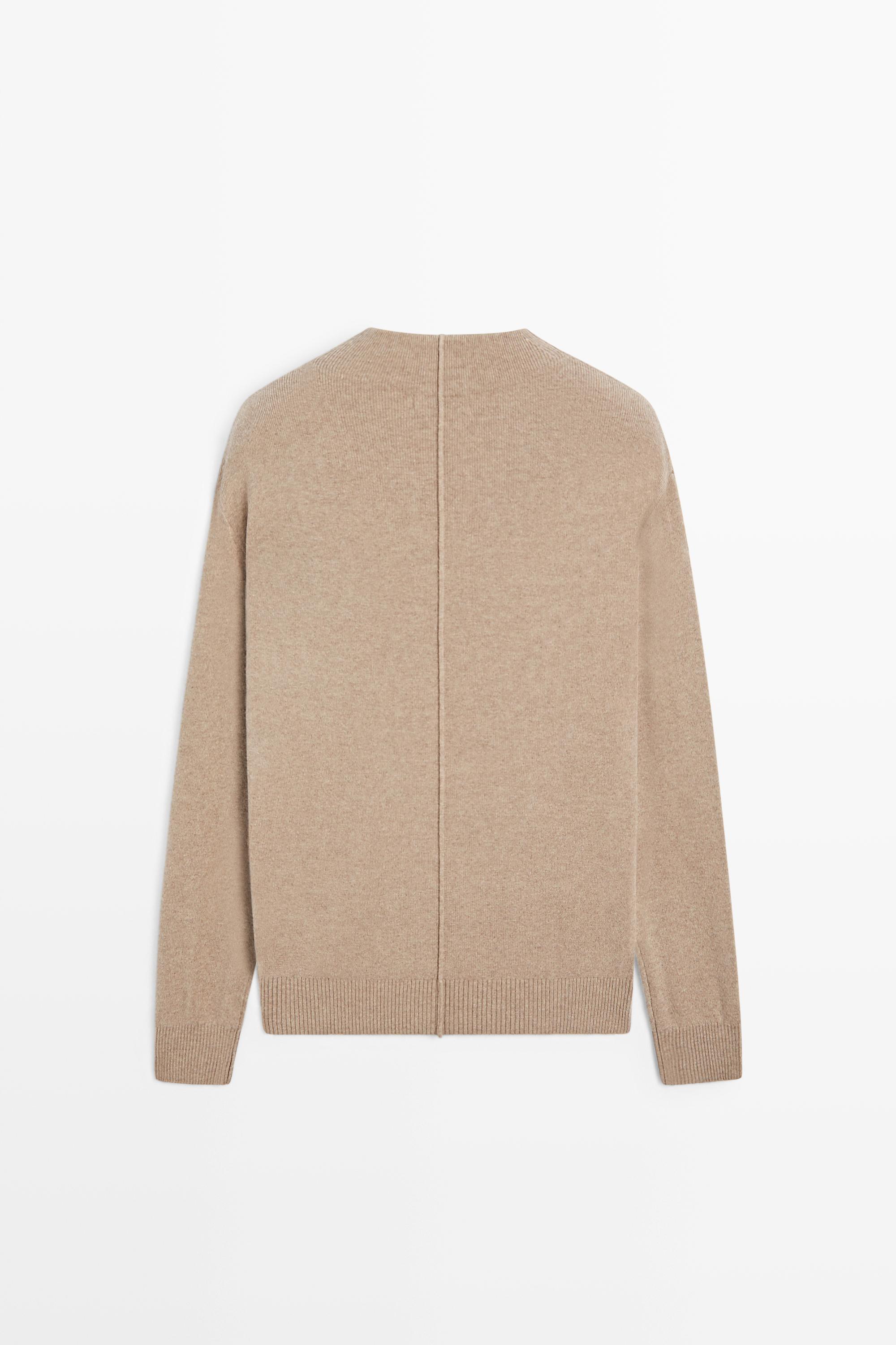 Button mock neck knit sweater
