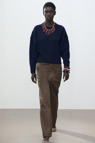 SUÉTER SOFT DE TRICÔ LISO - Azul-marinho da Zara - Imagem 0