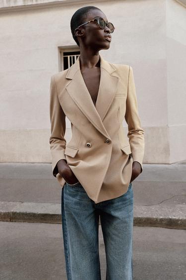 BLAZER CRUZADA BOTONES - Tostado de Zara