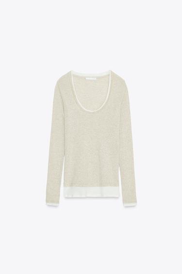 DOUBLE EFFECT T-SHIRT - Beige marl by Zara - Image 4