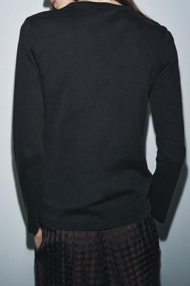 INTERLOCK LONG SLEEVE T-SHIRT - Charcoal by Zara - Image 1