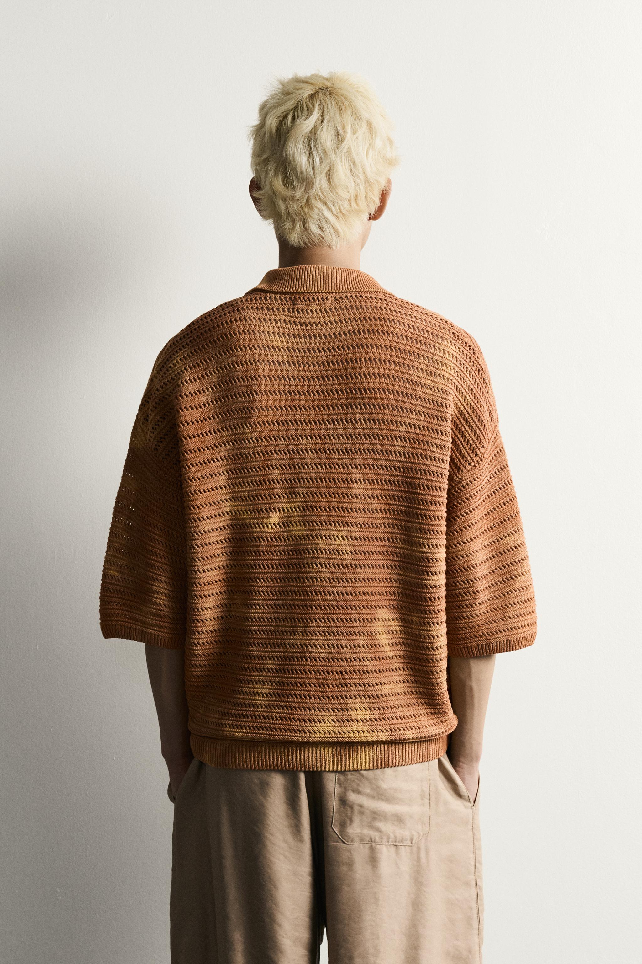 Мужские рубашки Zara WASHED EFFECT RELAXED FIT KNIT SHIRT — фото 3