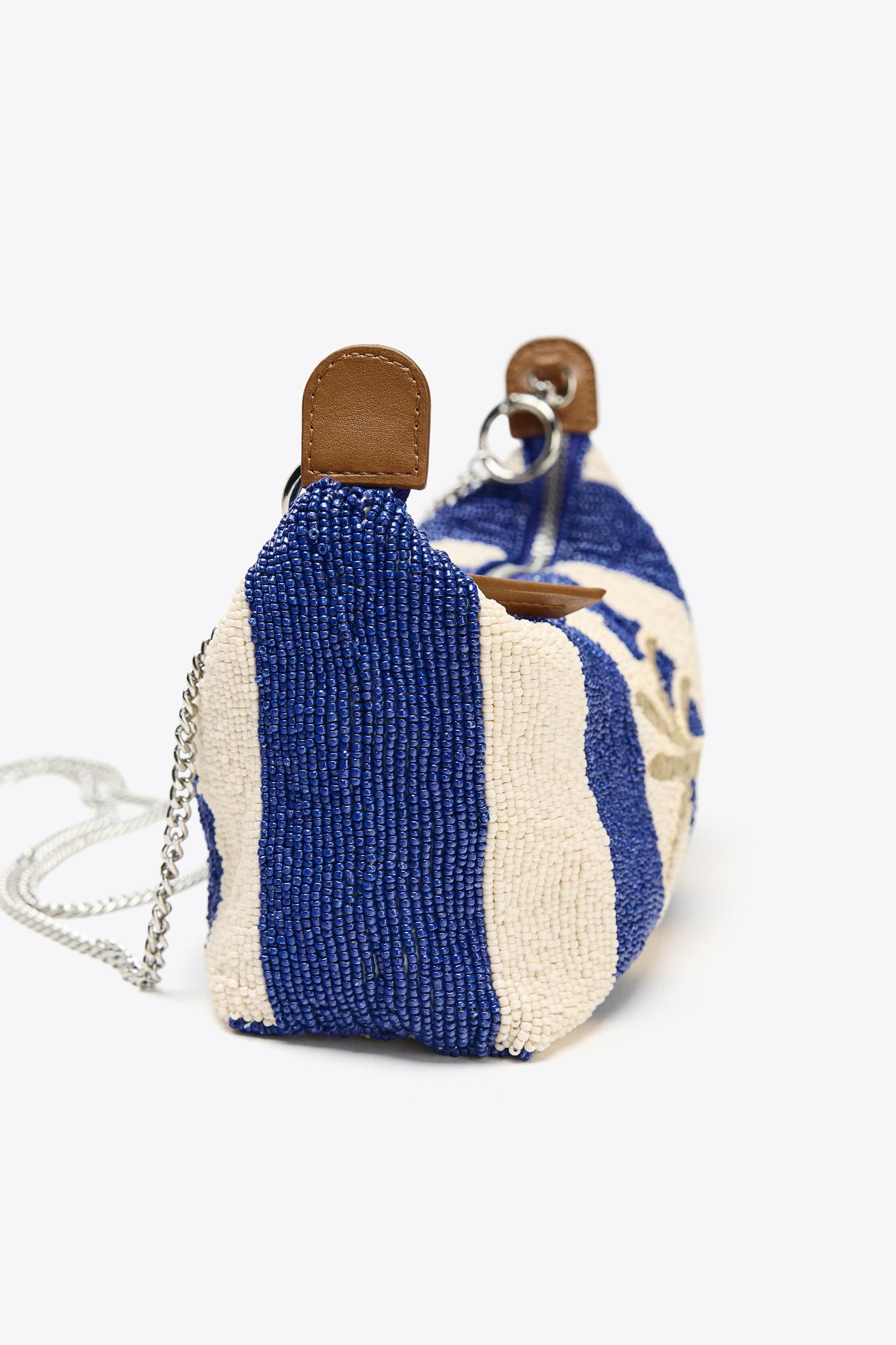 EMBROIDERED BEADED BAG - Blue | ZARA Spain