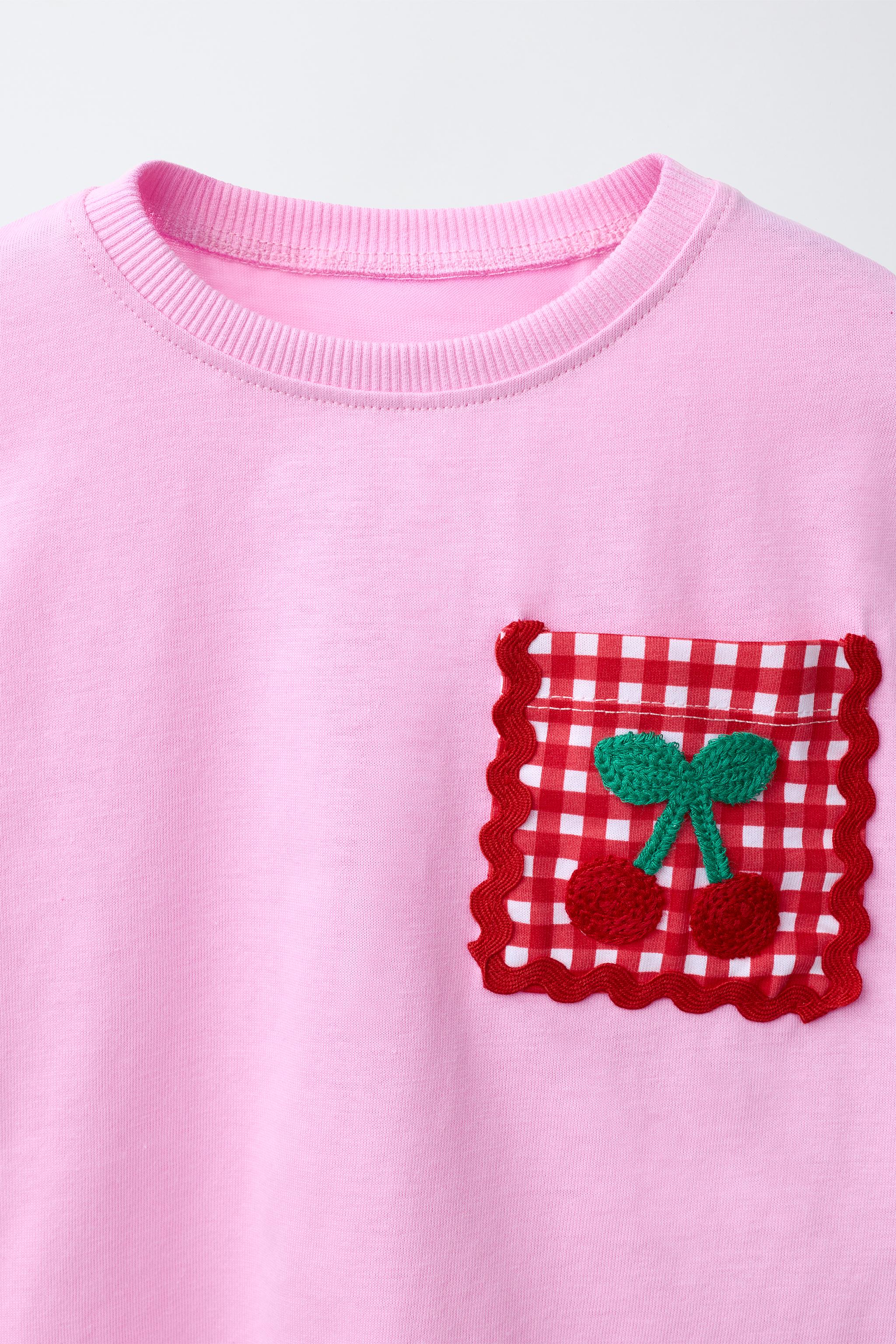 Детские футболки Zara CROCHET FLOWER POCKET T-SHIRT — фото 3