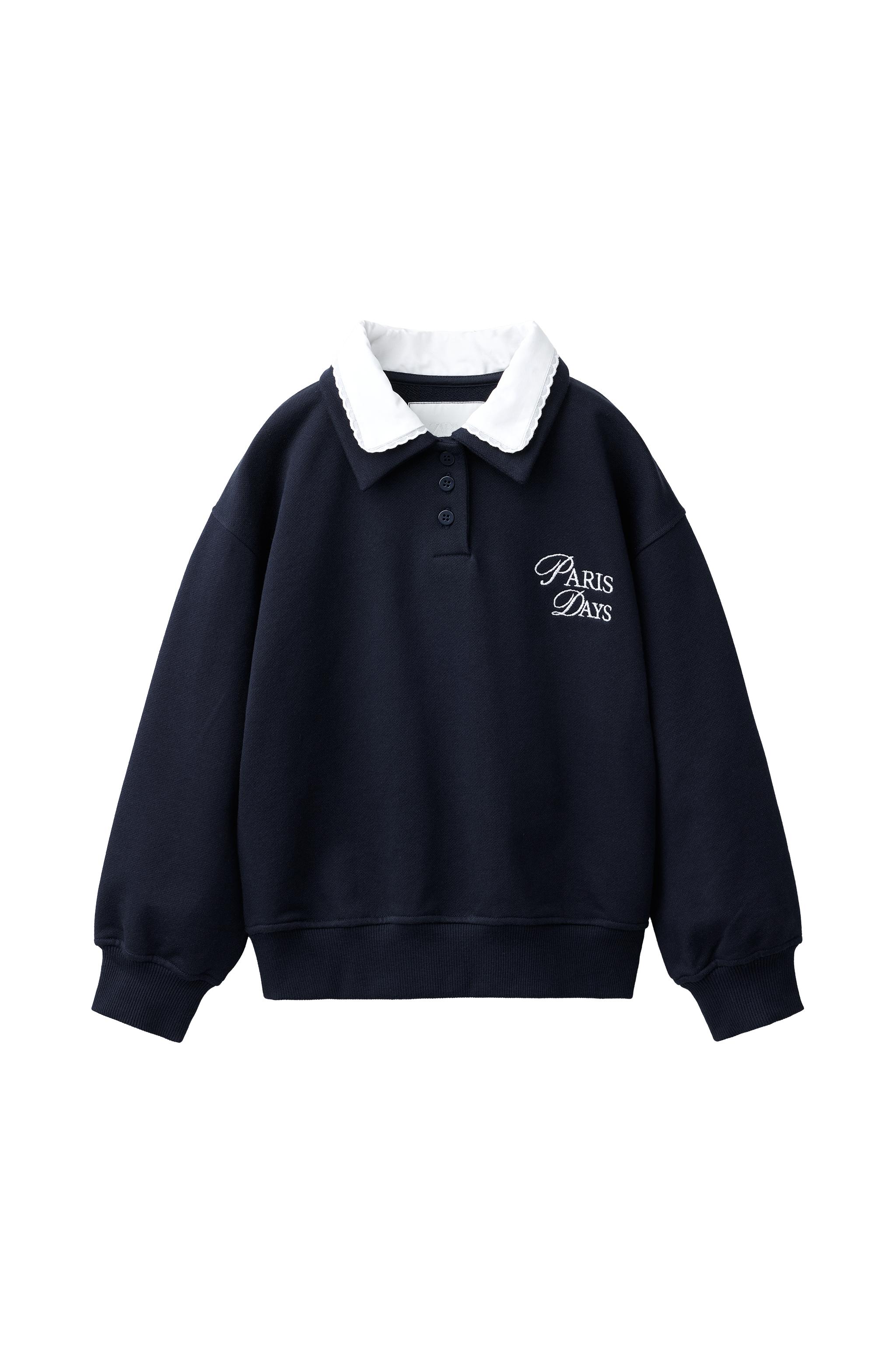 ダブルカラー スウェットシャツ - ダークネイビーブルー | ZARA Japan