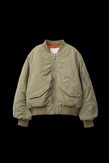 NYLON BOMBER JACKET - Light khaki by Zara