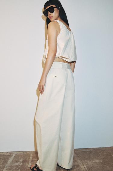 PANTALON BAGGY AVEC CEINTURE - Écru de Zara - Image 2