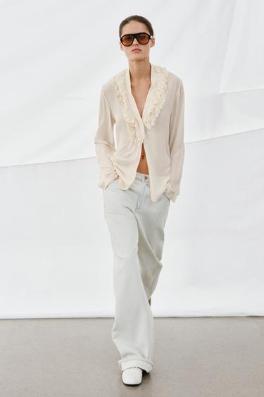 СТРУЯЩАЯСЯ РУБАШКА С ВОЛАНАМИ — ZW COLLECTION LIMITED EDITION — СВЕТЛЫЙ ЭКРЮ от Zara