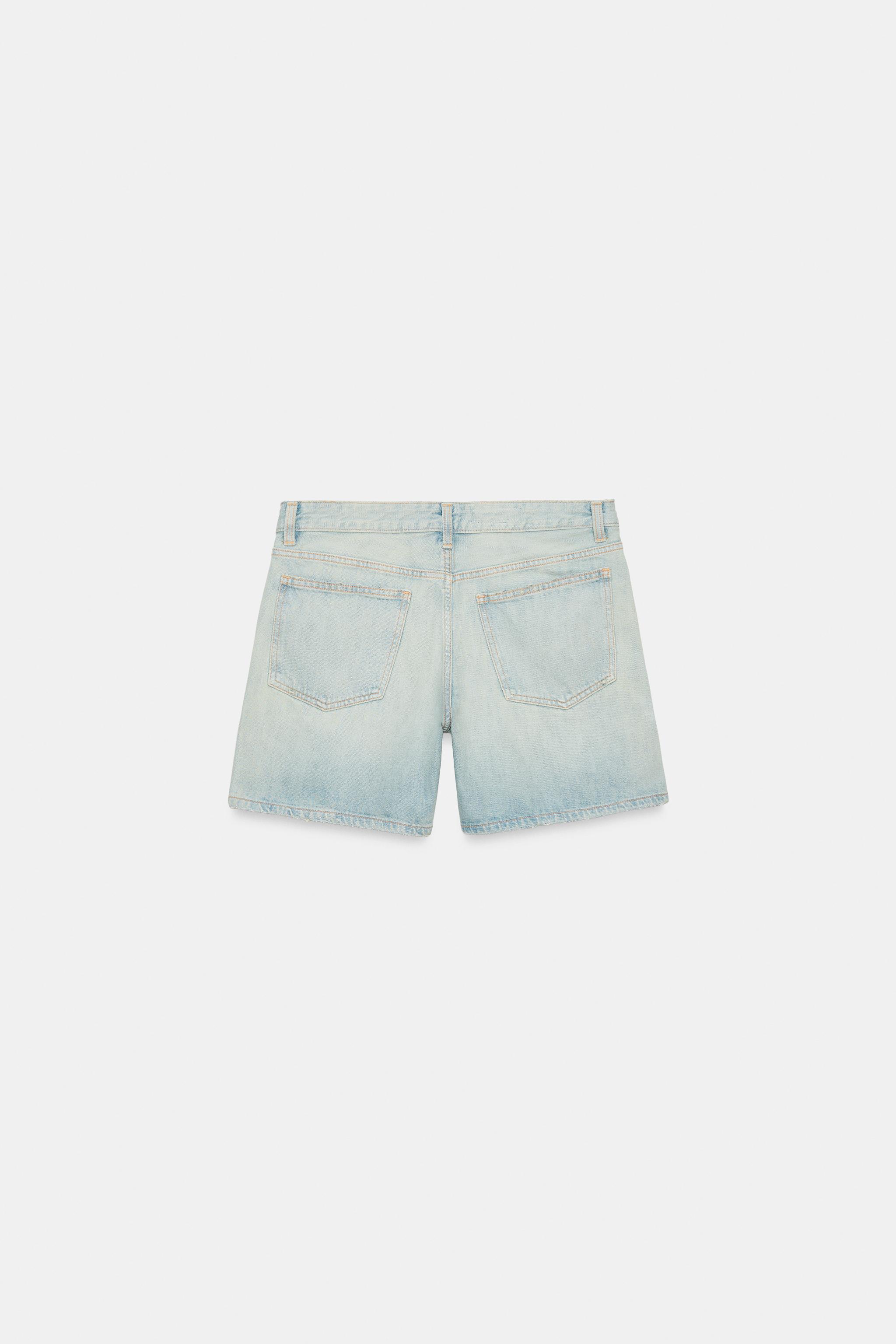 Zara REGULAR FIT ORTA BEL DENIM BERMUDA görsel 8