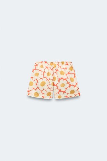 2-14 YEARS / LIMITED EDITION FLORAL SWIM SHORTS - Orange by Zara - Image 1