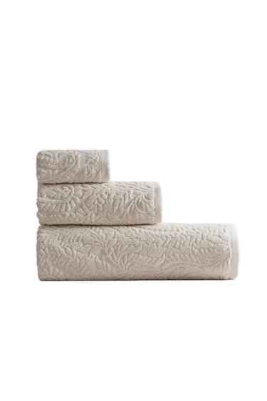 PAISLEY JACQUARD BATH TOWEL - Sand Zara