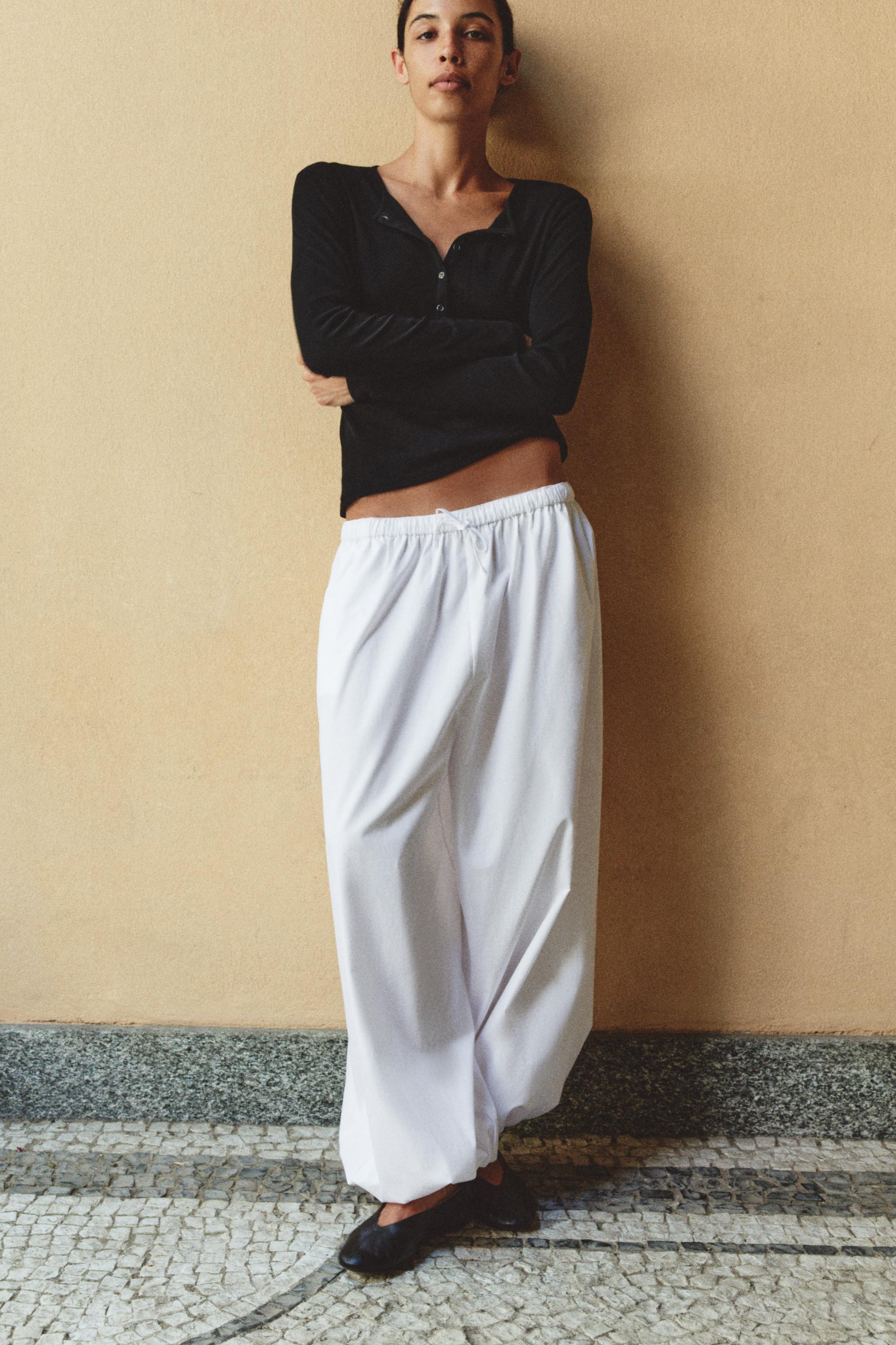 POPELIN BLOOMER PANTS — White