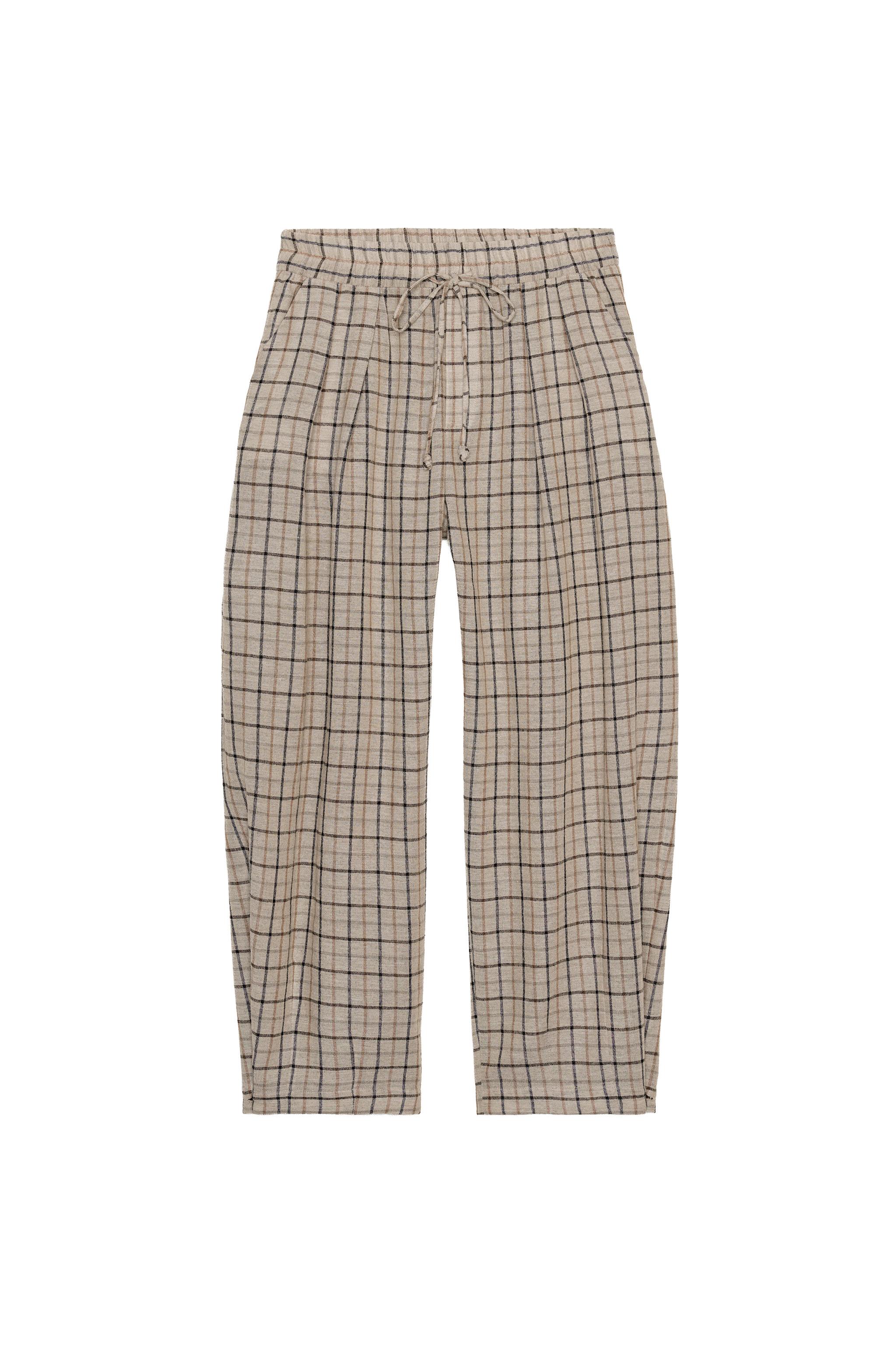 チェック柄パンツ ZW COLLECTION - ベージュ | ZARA Japan / 日本