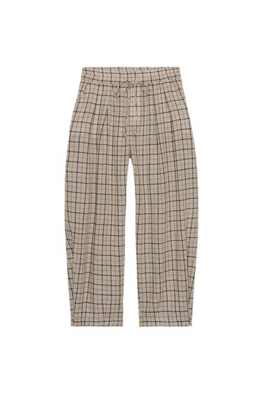 מכנסיים משובצים ZW COLLECTION - בז' של Zara