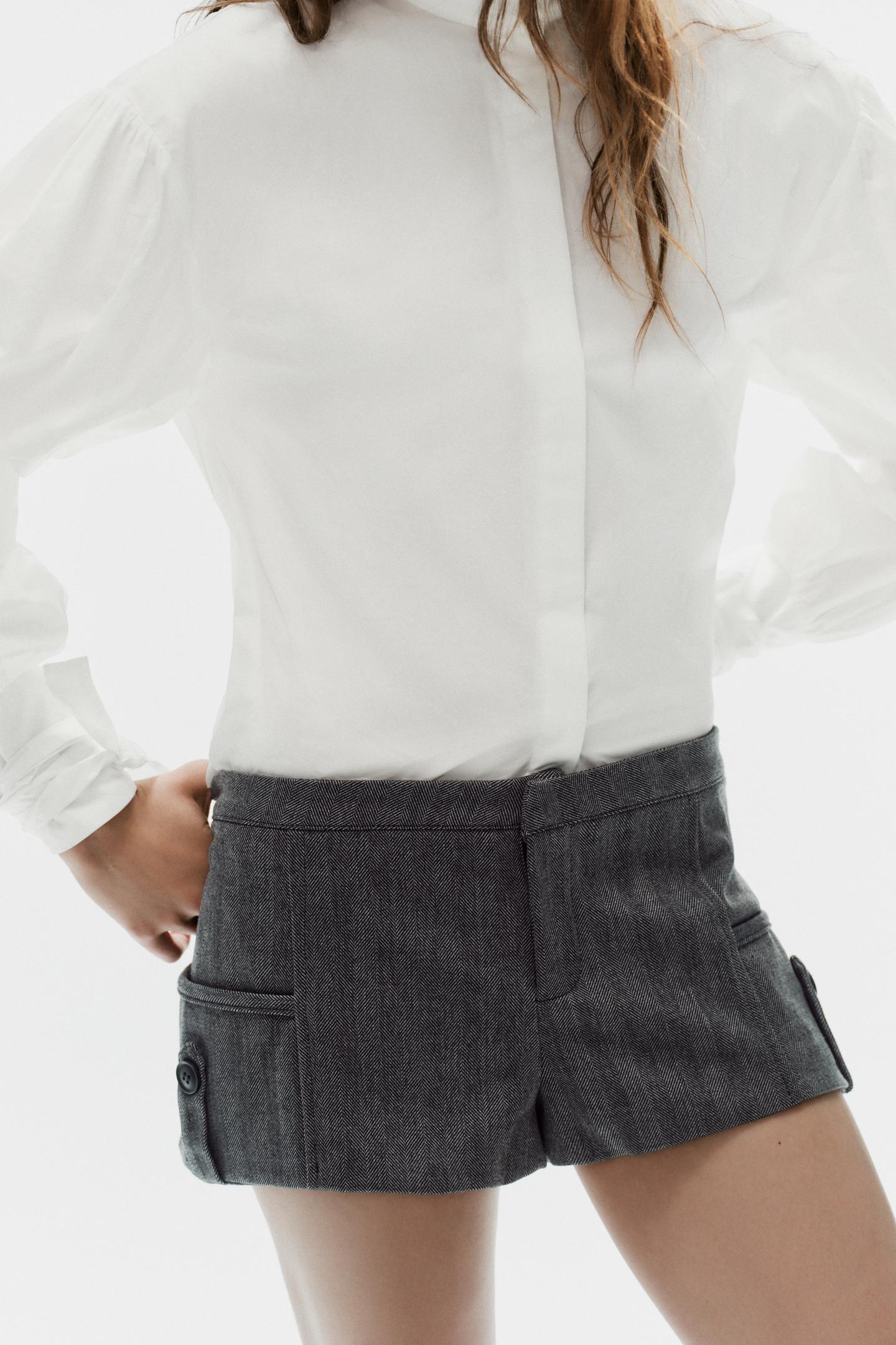 Женские шорты Zara Mini Pocket, цвет: Чёрный / Экрю — фото 2
