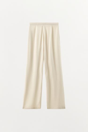 100% VISCOSE SATIN TROUSERS - Ecru by Zara - Image 8