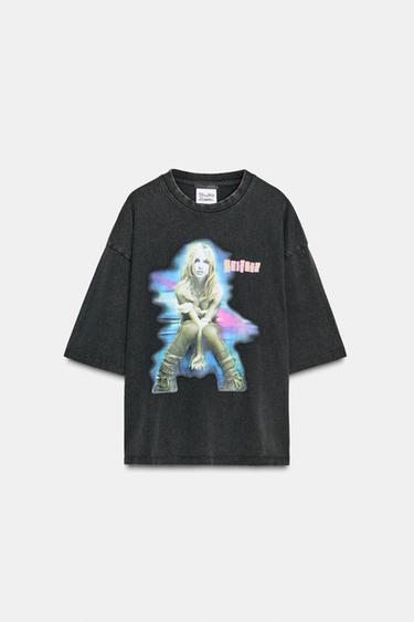 BRITNEY SPEASRS© FADED-EFFECT T-SHIRT - Anthracite grey by Zara
