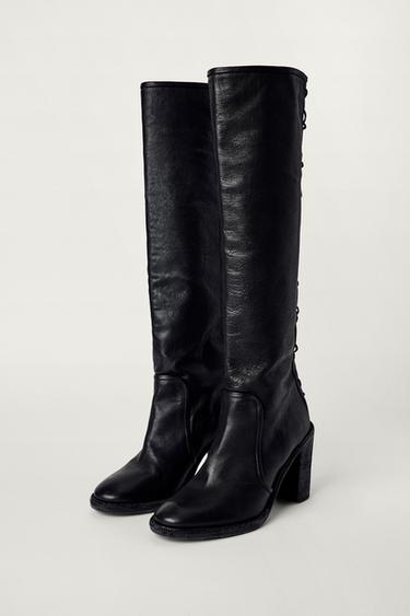 LEATHER LACE-UP BOOTS KATE MOSS X ZARA - Black by Zara