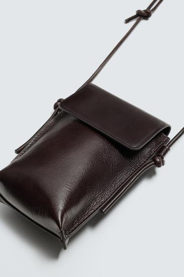 SAC BANDOULIÈRE EN CUIR - Marron de Zara - Image 5