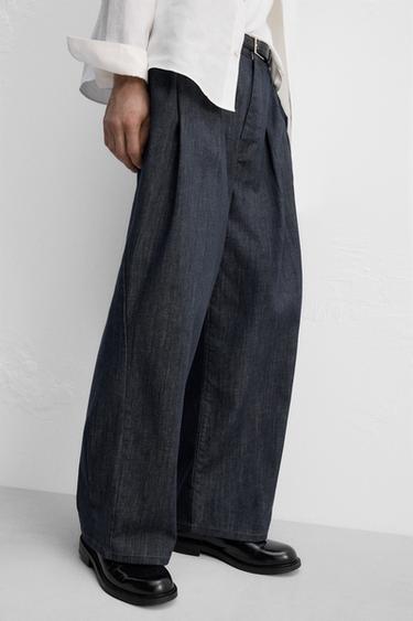 JEAN LARGE À PLIS - Indigo de Zara - Image 5