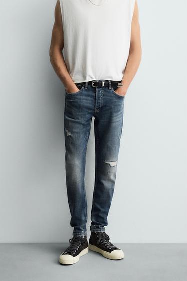 ДЖИНСЫ SKINNY FIT С РАЗРЕЗАМИ — СИНИЙ от Zara