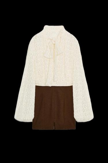 MONO CORTO LAZADA COMBINADO - Crudo / Marrón de Zara - Imagen 0