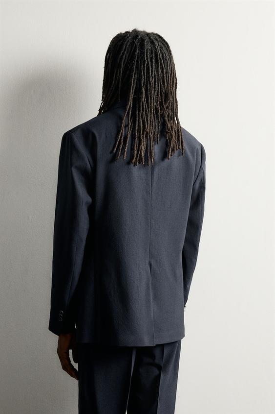 BLAZER DE COSTUME 100 % LAINE AARON LEVINE X ZARA - Bleu marine de Zara - Image 2