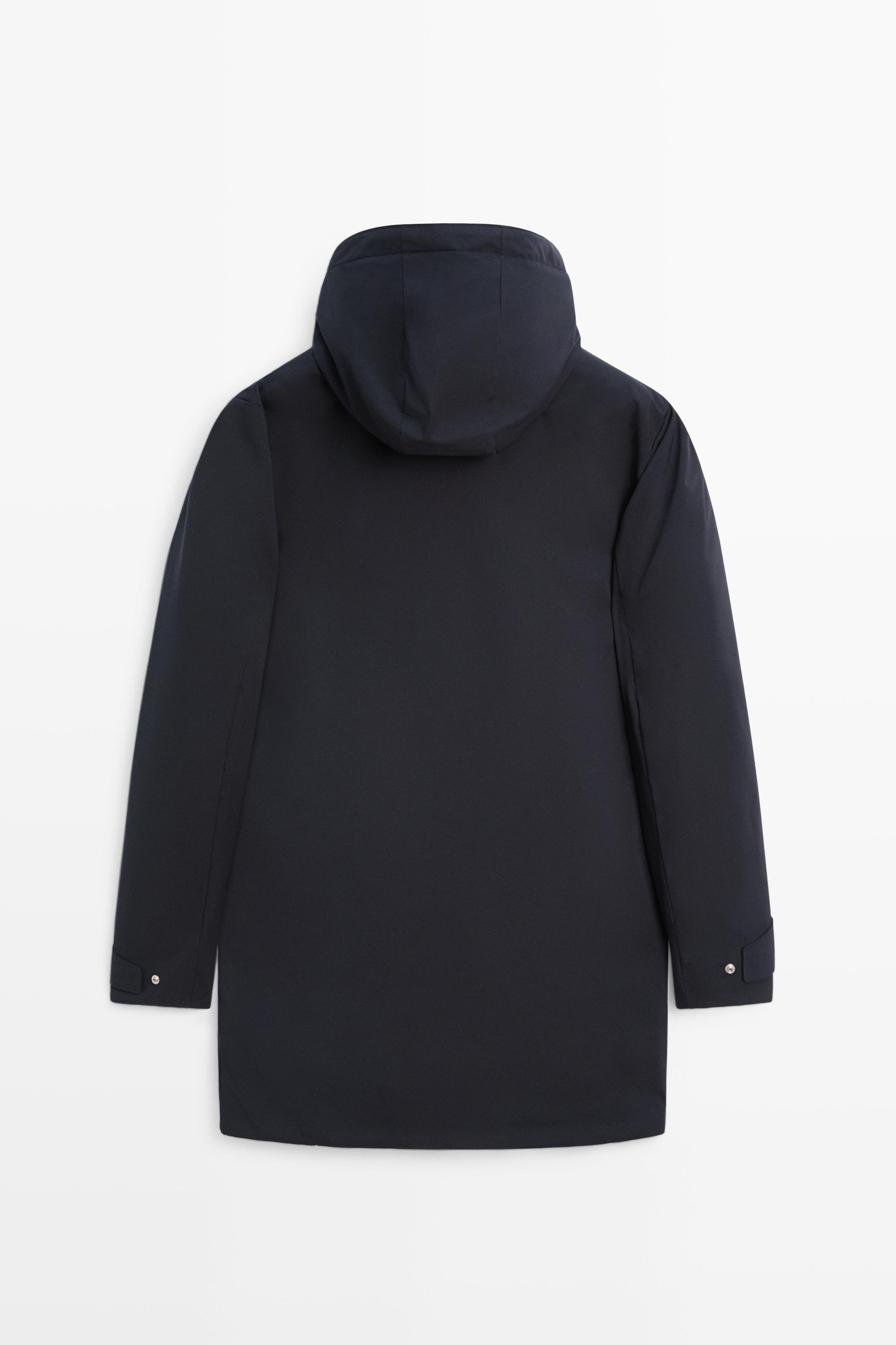 Long quilted hooded parka
