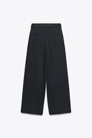 PLEATED TROUSERS WITH BELT - Navy blue by Zara - Image 6