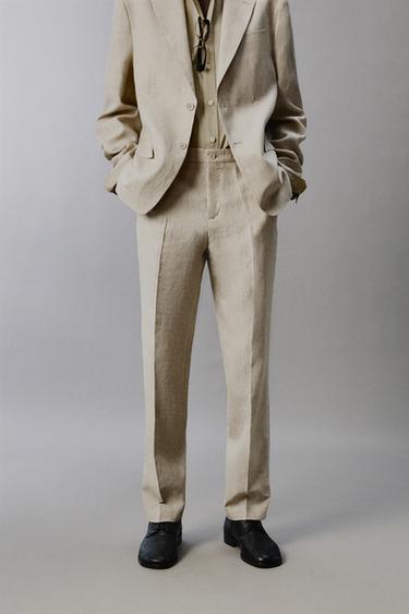 100% LINEN SUIT TROUSERS - Light beige by Zara