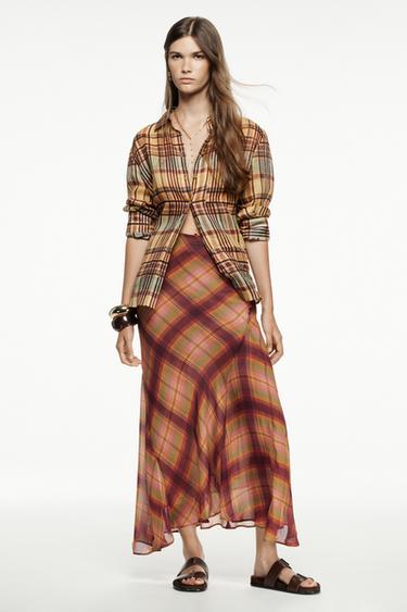 قميص رامي كاروهات ZW COLLECTION - أصفر by Zara