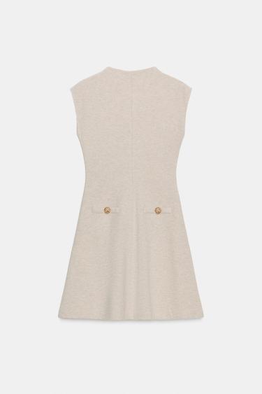 Zara 柔軟短版洋裝 - 沙色 / 斑紋