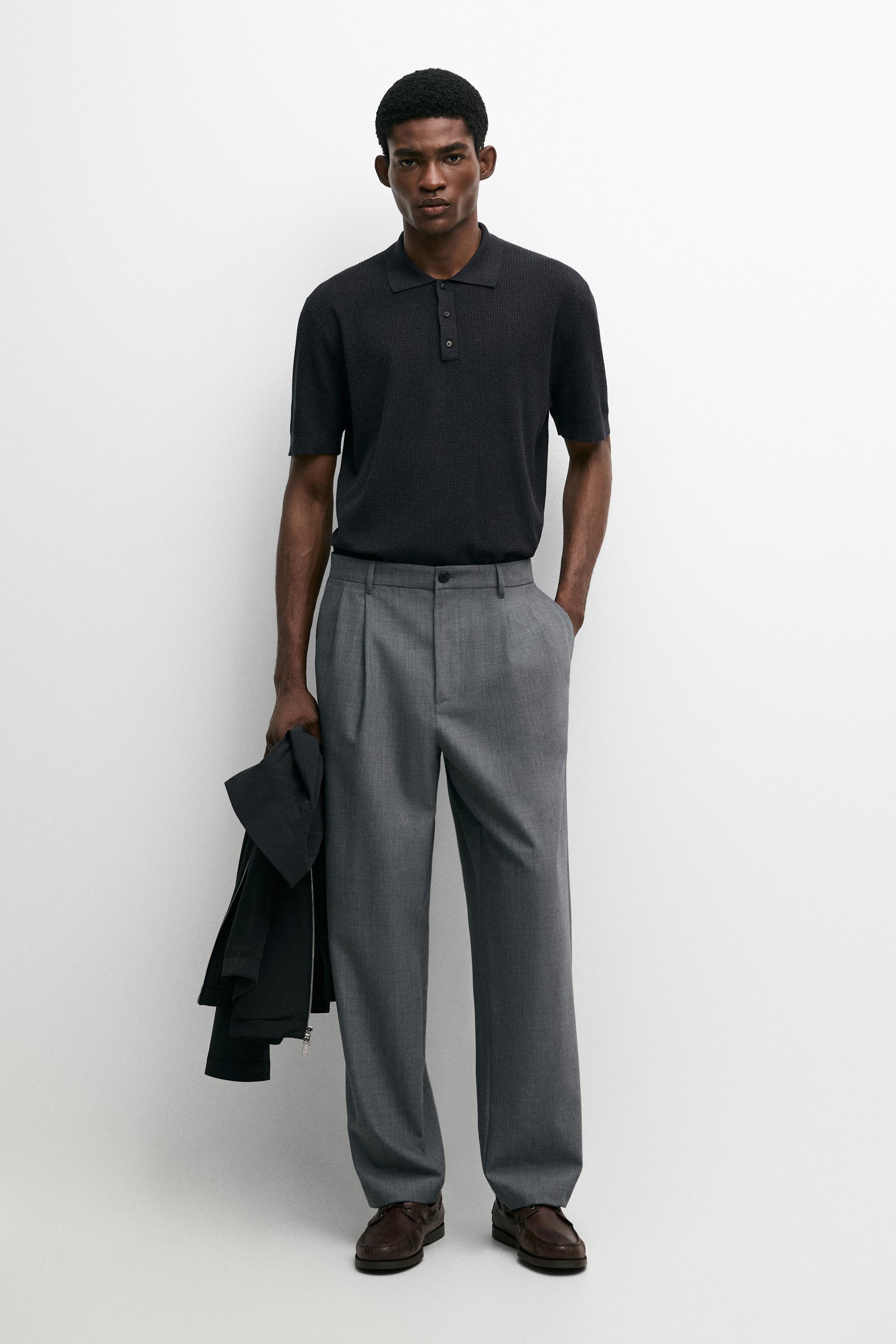 100% cotton button-collar polo shirt — Charcoal