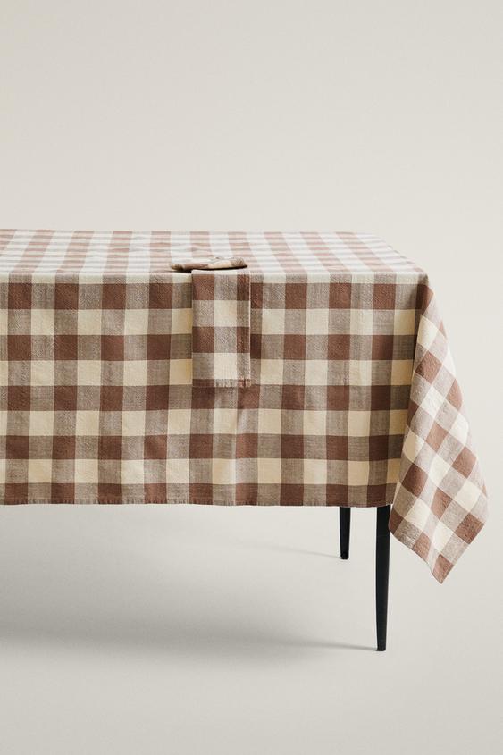 YARN-DYED CHECK TABLECLOTH - Pink by Zara - Image 0