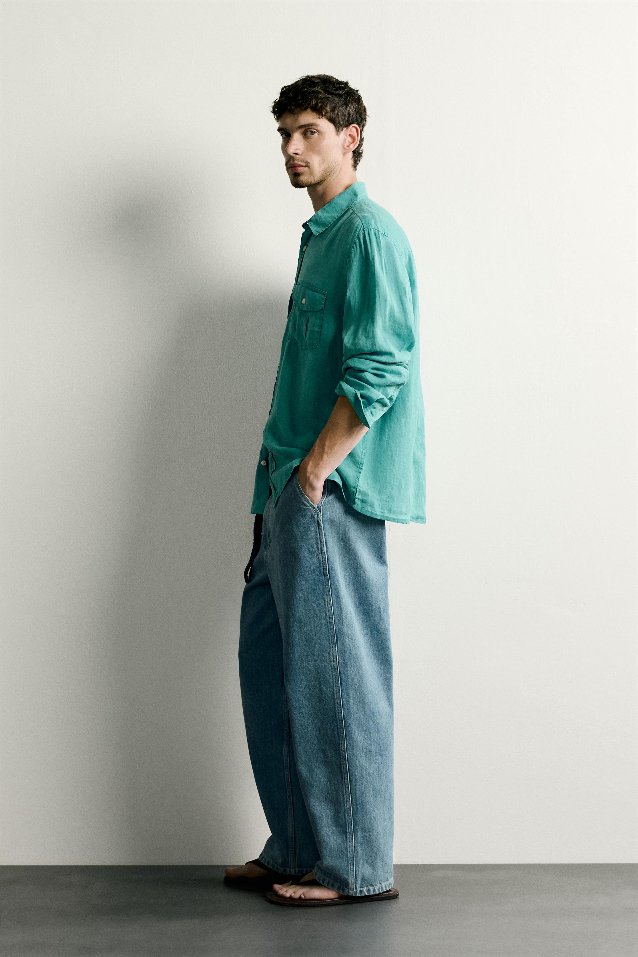 Zara RELAXED FIT %100 KETEN GÖMLEK görsel 4