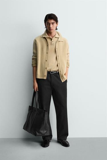 STRAIGHT-LEG CHINO TROUSERS - Black by Zara