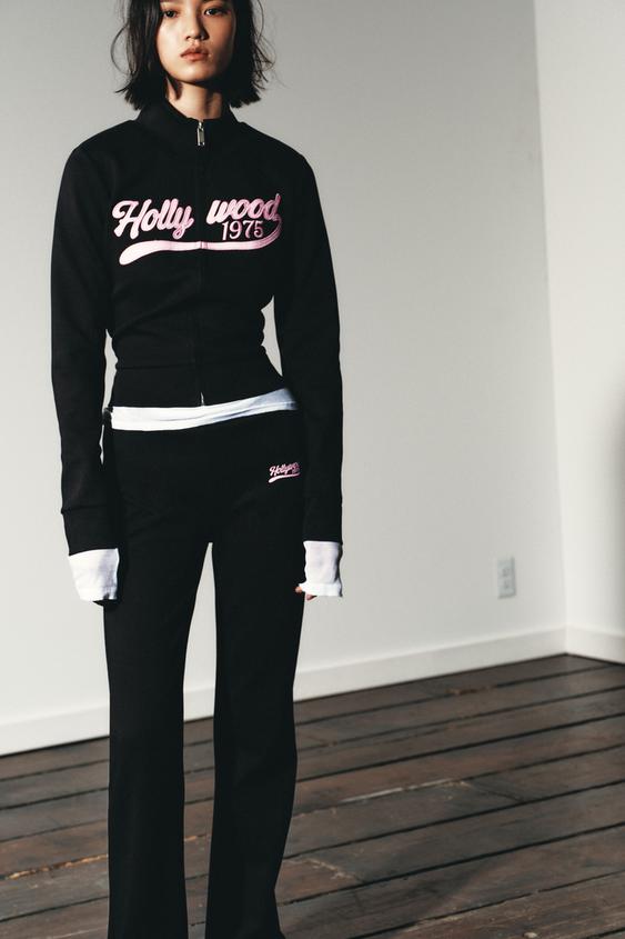 TEXT ZIP-UP SWEATSHIRT