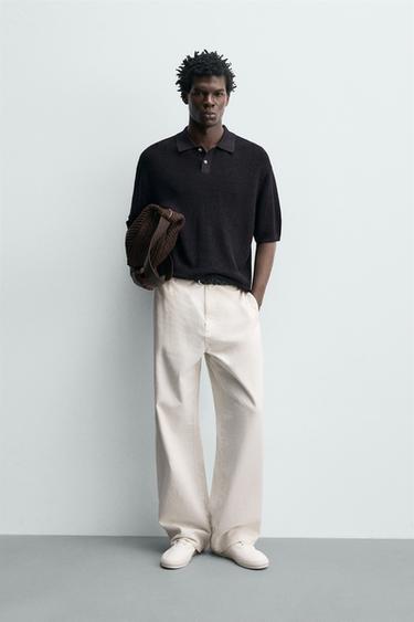 ПОЛО ИЗ СТРУЯЩЕГОСЯ ТРИКОТАЖА — БАКЛАЖАНОВЫЙ от Zara — изображение 0