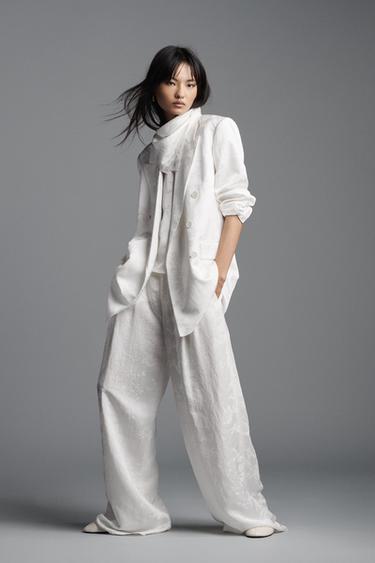 ZW COLLECTION LIMITED EDITION JACQUARD TROUSERS - White by Zara