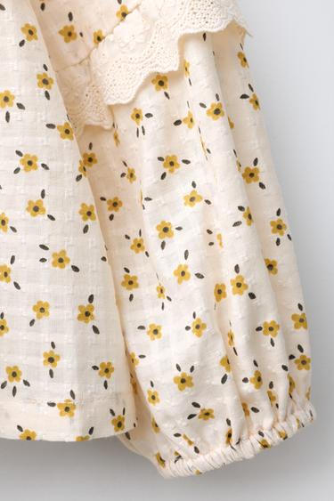 FLORAL LACE RUFFLE BLOUSE - Ecru by Zara - Image 2
