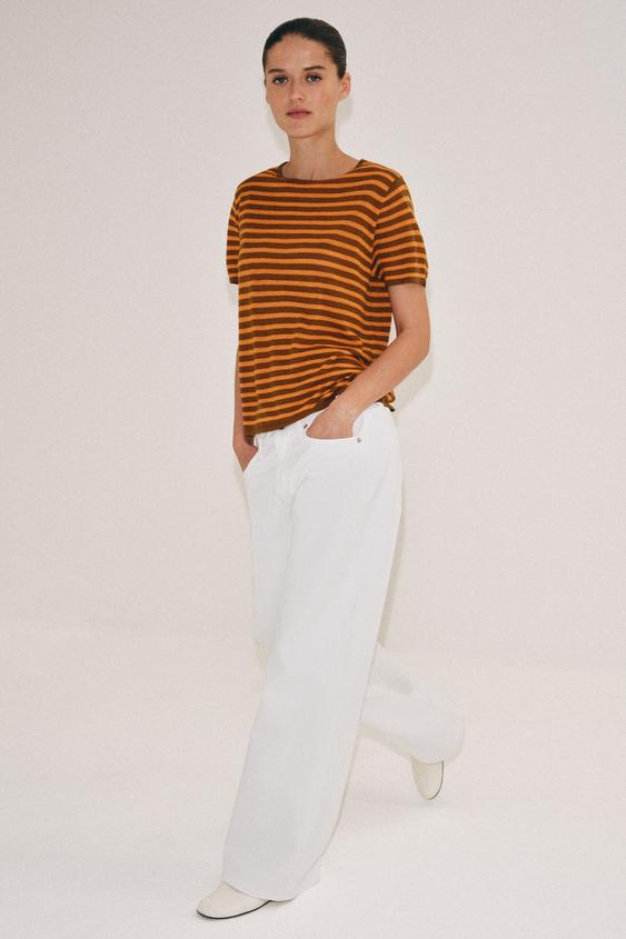 STRIPED KNIT TOP - Orange by Zara - Image 0