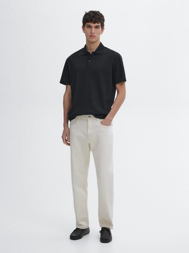 Zara 100% cotton short sleeve polo sweater - Black - Image 0