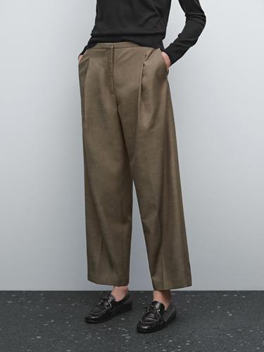 Pantalón pinzas cinturilla fina - Beige de Zara