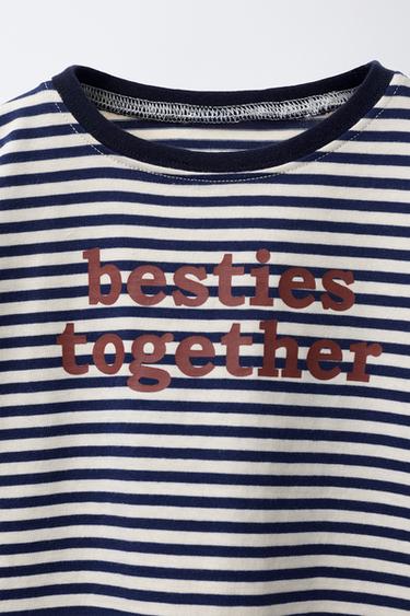 STRIPED TEXT T-SHIRT - Blue/White by Zara - Image 2