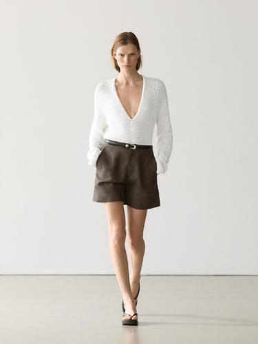 Bermuda corta lino - Verde vigoré de Zara - Imagen 0