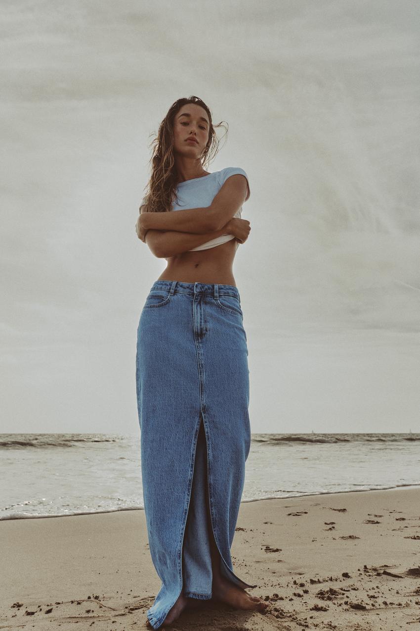 Z1975 DENIM MIDI SKIRT WITH SLIT