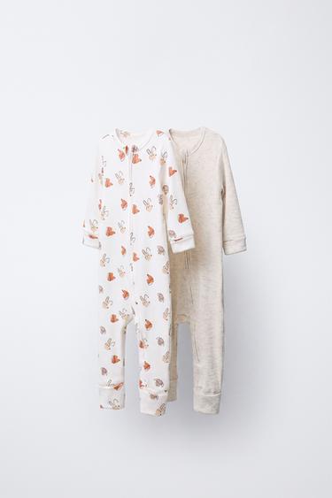 2-PACK OF CONVERTIBLE ANIMAL PRINT SLEEPSUITS - camel by Zara